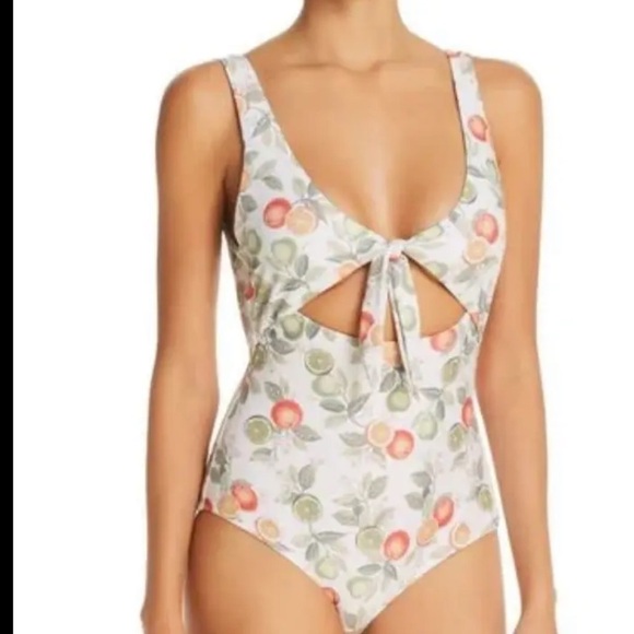 Mink Pink Valencia Cutout One Piece Swimsuit Citrus Design - Picture 1 of 7